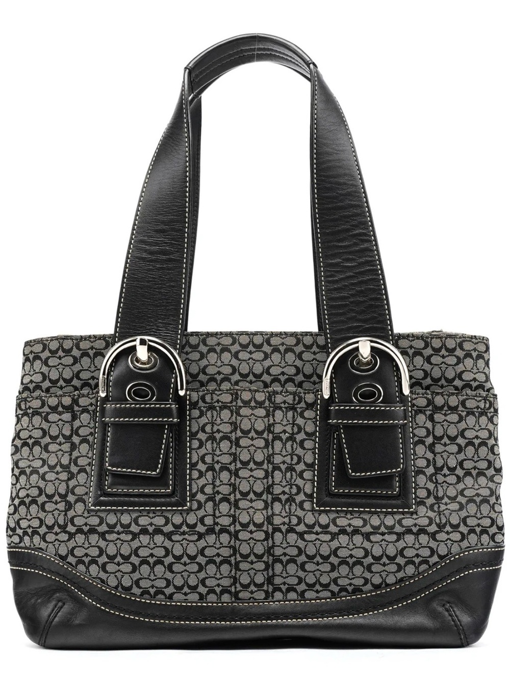 Coach Black and Gray Signature Canvas Tote